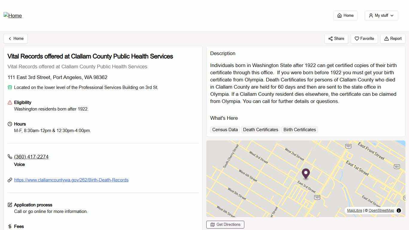 Vital Records offered at Clallam County Public Health Services