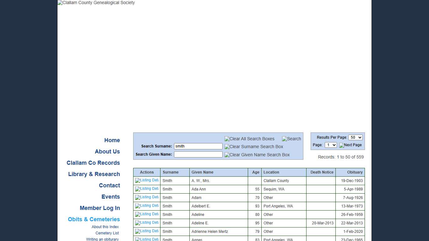 Clallam County Genealogical Society - Obits & Cemeteries